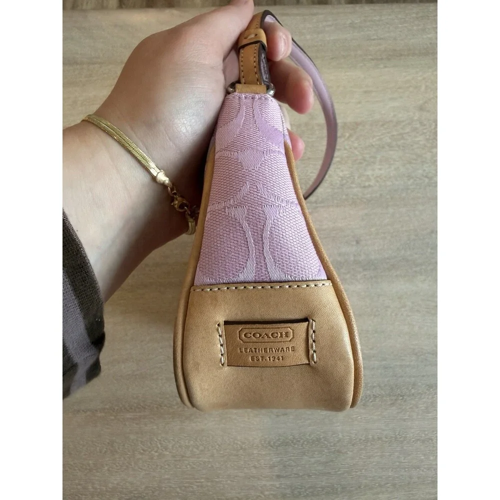Coach Y2K Vintage 6094 Baby Pink Signature Demi Shoulder Bag Pouchette Leather